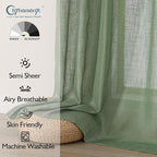 Chyhomenyc Semi Sheer Curtains 63 Inch Length 2 Panels - Image 2