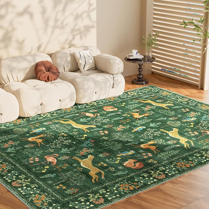 DUKINO 5x7 Area Rugs, Washable Animal Rug - Image 9