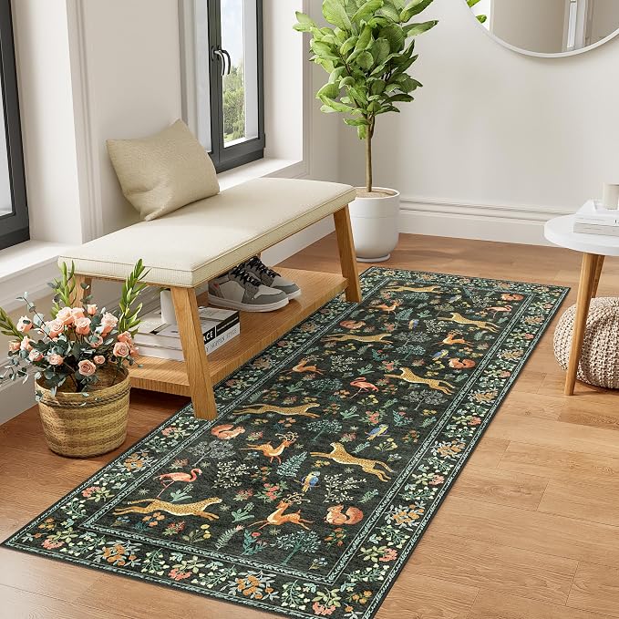 DUKINO 2x5 Rug for Hallway, Washable Animal Runner Rug Non Slip, Stain Resistant by DUKINO