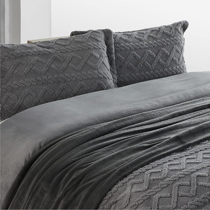 Bedsure GentleSoft Fleece Blanket Twin Size Dark Grey - Image 8