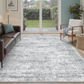 Soalmost 7x9 Area Rug for Living Room Washable Rugs Non-Slip Grey | Low-Pile by Soalmost