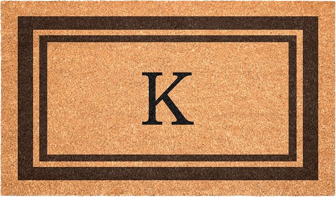 Calloway Mills 152982436K Brown Border 24" x 36" Monogram Doormat by Callowaymills