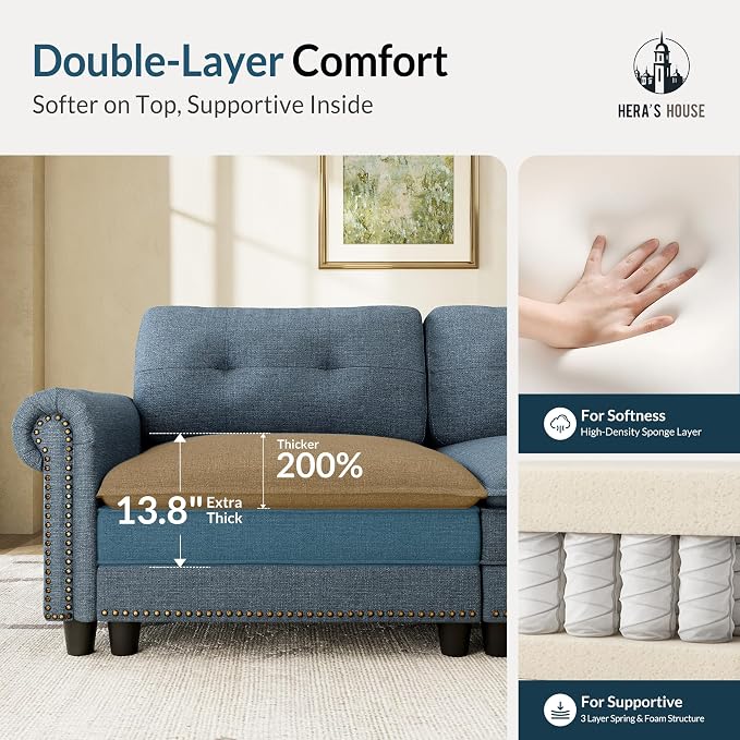 HERA'S HOUSE 116.11" Mid-Century Modern Couch - Image 6