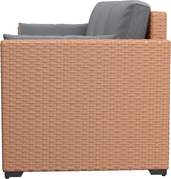 Outsunny Patio Couch PE Wicker Deep Seating Outdoor Sofa - Image 8