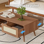 DIYART Brown Rattan Coffee Table, Mid Century Modern - Image 5