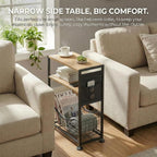 Skinny Side Table with Storage, 3 Tier Slim Side Tables - Image 9