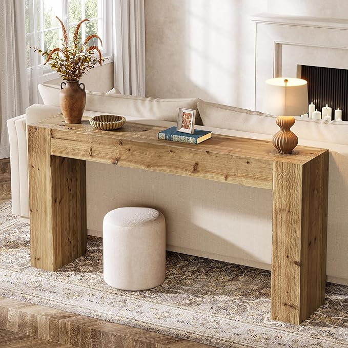 Solid Wood Console Table, 63-Inch Farmhouse Sofa Table Behind Couch - Image 6