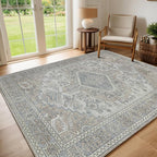 8x10 Washable Area Rugs for Living Room, Dining Room- Retro Taupe | Ultra Soft by Lbris