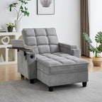 Oversized Recliner Chair with Swivel Tray Table, Modern Tufted Linen Fabric by Unknown