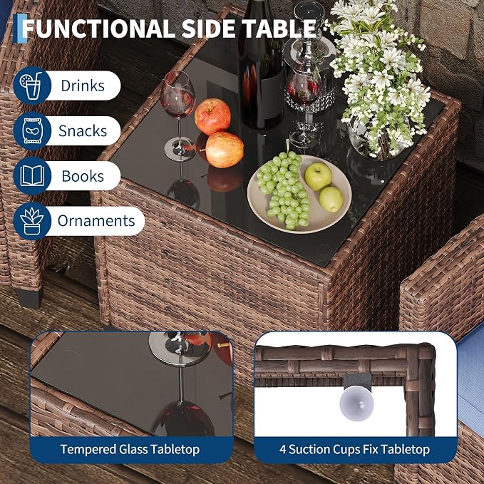 GarveeHome 3-Piece Outdoor Wicker Sofa Set, PE Rattan Patio Furniture - Image 4