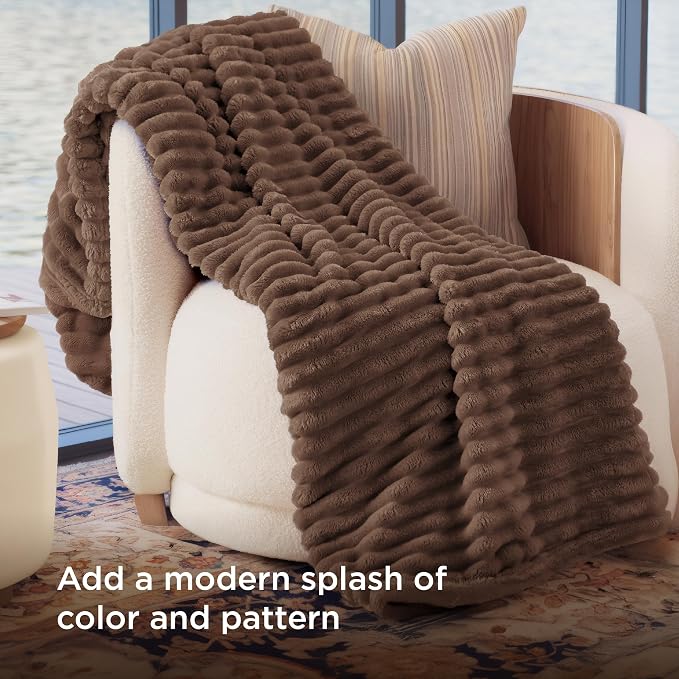 Bedsure Soft Twin Blanket for Bed Decor Gifts Brown 60"x80" | Birthday Gifts - Image 3
