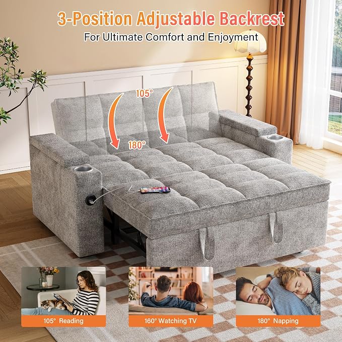 65'' 3-in-1 Convertible Sofa Bed - Image 4