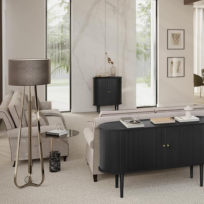 WERMO 28'' Fluted Black Bar Cabinet - Image 7
