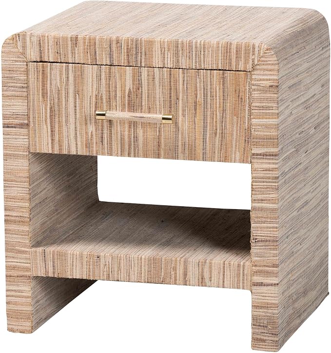 Bali & pari Callan Bohemian Woven Natural Grasscloth 1-Drawer Nightstand by balipari