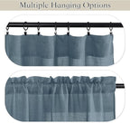 RYB HOME Stone Blue Sheer Curtains 84 inch Length Soft Linen Texture Curtains - Image 3