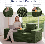 MAXYOYO Loveseat Sofa Bed, Striped Faux Fur Foldable Floor Sofa Couch in A Box - Image 5
