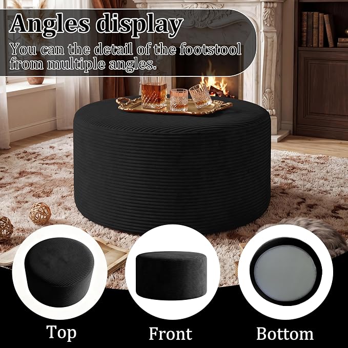 BSHOMGI Round Coffee Table Ottoman - Image 6