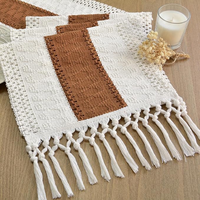 FEXIA Boho Table Runner with Tassels 72 Inches Long by FEXIA