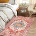 Yamaziot Washable Area Rug, 4x6 Non-Slip Boho Living Room Bedroom Rug | Stain - Image 6