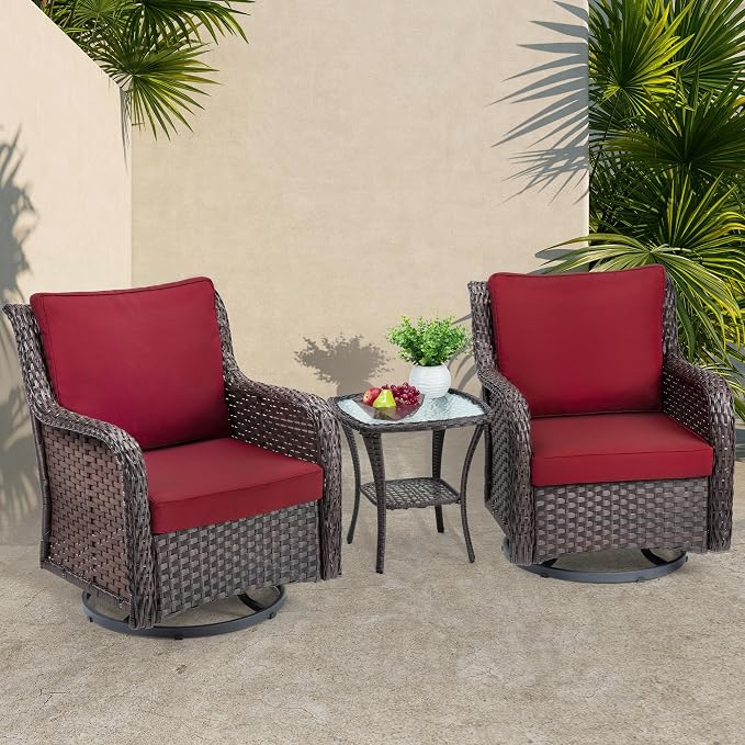 Towallmark Outdoor Swivel Wicker Glider Patio Chairs by Towallmark