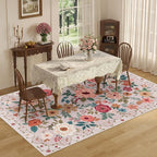 DUKINO 5x8 Area Rug for Bedroom, Soft Floral Washable Rug Non Slip, - Image 5