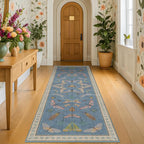 Blue Boho Hallway Runner Rug 2x8, Washable Non Slip Rug by HazoHaus