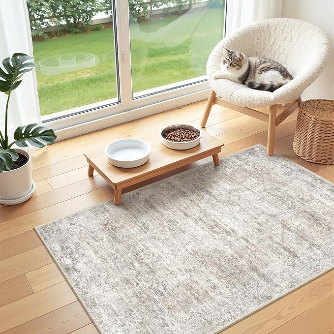 2x3 Rug Non Slip, Small Washable Entryway Rug, Taupe | Welcome Mat, Runner - Image 4