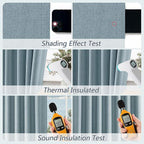 Blue 100% Blackout Linen Curtains 102 Inch Length 2 Panels Set - Image 4
