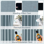 Blue 100% Blackout Linen Curtains 144 Inch Length 2 Panels Set - Image 4