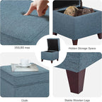 Adeco 17" Square Ottoman with Storage, Small Blue Storage Ottoman Foot Rest - Image 10
