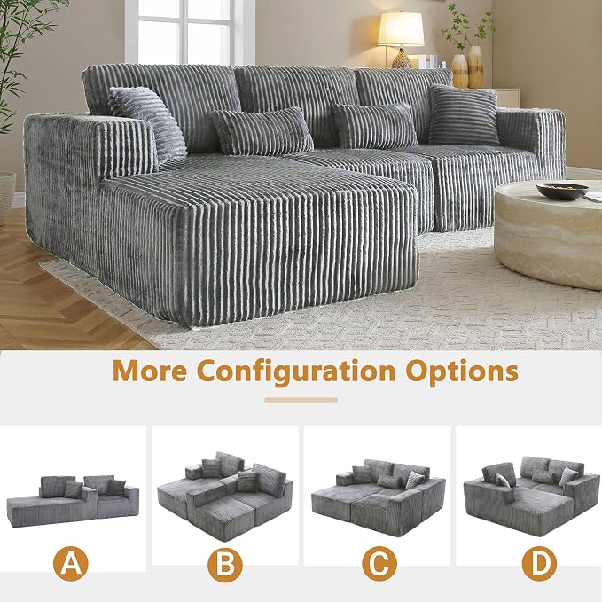 110" Cloud Sectional Couch, Modular Sectional Sofa - Image 6