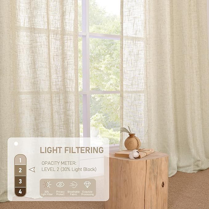60 Inch Semi Sheer Linen Curtains - Image 4