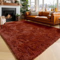 Amdrebio Terracotta Rustic Furry Big Area Rug 6x9 by Amdrebio