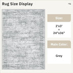 Soalmost 2x3 Washable Rugs for Kitchen, Small Area Rug Grey | Non-Slip Vintage - Image 5