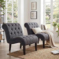 Accent Chairs Set of 2 Upholstered Living Room Bedroom Side Chairs Curved by lightupyourlife