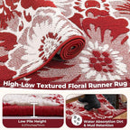 Findosom Christmas Runner Rug 2x8, Non Slip High-Low Textured Floral Washable - Image 5