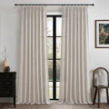 Grayish Brown Thick Burlap Semi Sheer Curtains 96 Inches Long by PleatedDrapes