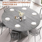 43''–59'' Extendable Dining Table, Round Kitchen Dining Room Dinner Table - Image 6