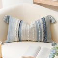Decorative Lumbar Throw Pillow Cover 14x24 Boho Coastal Blue Accent Cushion by BlissBlush
