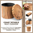 Sorbus Tree Stump Stool, Toy Storage Ottoman 15 Inch Fake tree stumps Log Stool - Image 6