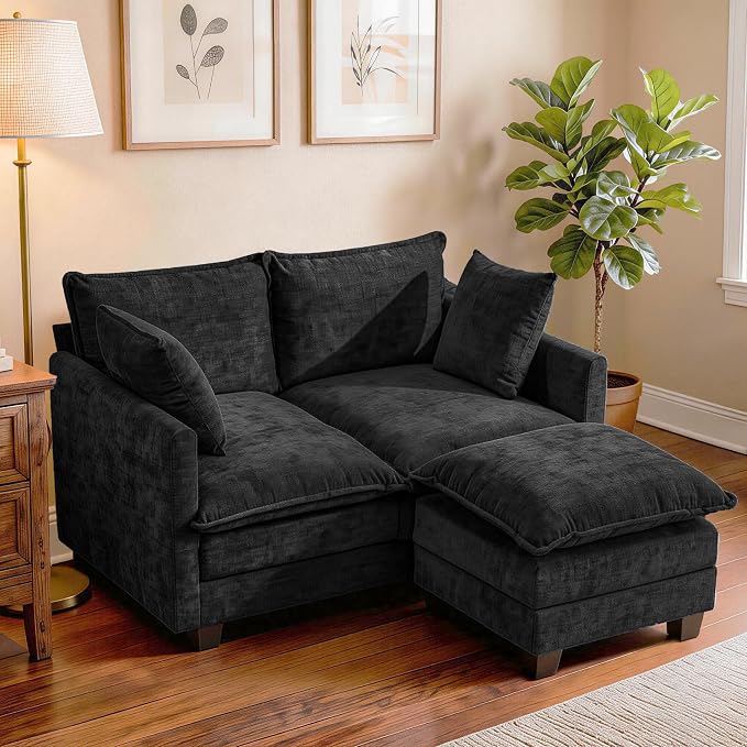 Loveseat Sofa with Ottoman, Cloud 3-Layer Cushion, Living Room, in a Box by KeepYoungJoyFitYourFlow
