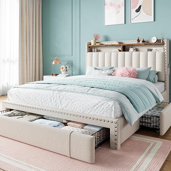 EnHomee Upholstered Full Bed Frame by EnHomee