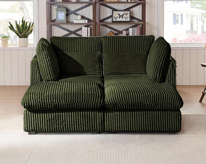77" Oversized Corduroy Couch Modular Sectional Sofa, Washable Cloud Couch - Image 4