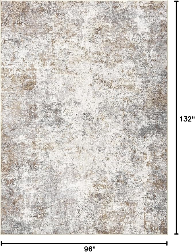 UERMEI 8x11 Area Rug Living Room Rugs Washable Neutral Brown Grey Carpet | - Image 2