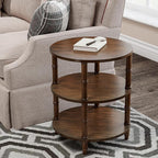 3-Tier Solid Wood Round End Table, Sofa Side Table - Image 4