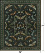 Dark Green Insect Area Rugs 8x10 - Image 2