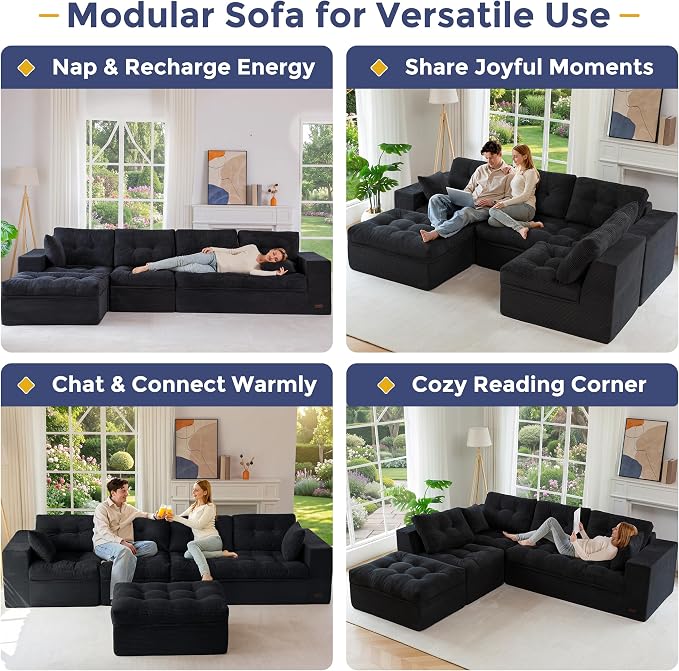 MAXYOYO 132" L Shaped Modular Sectional Sofa - Image 4