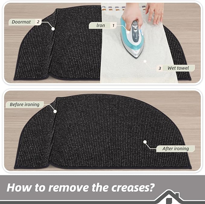 BEQHAUSE Dirt Trapper Door Mat 24" x 36" Half Circle Non Slip Rugs, Absorbent - Image 9