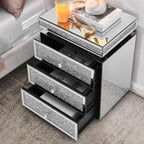 Mirrored Nightstand with 3 Drawers, Mirror End Table, Modern Bedside Table - Image 5