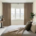 Pinch Pleat Linen Memory Trained Semi Sheer Brown Curtains 126 Inches Long | - Image 7